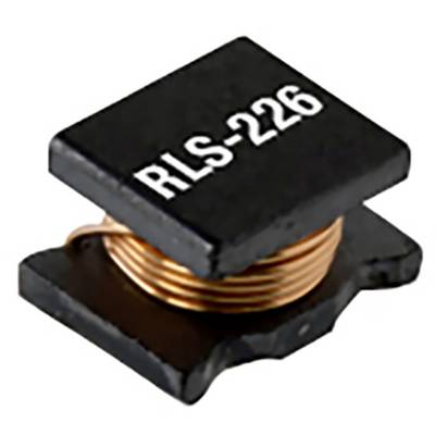 En lille elektronisk induktor med påskriften 'RLS-226'. Den har en kobberspole og er formet som en firkant.