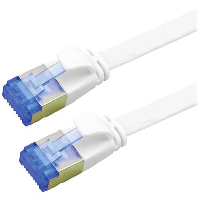 Value 21.99.2164 RJ45 Netværkskabel, patchkabel CAT 6A F/UTP 1.50 m Hvid Afskærmet, Fladt, forgyldte stik 1 stk