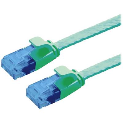 To netværkskabler ved siden af hinanden med grønne og blå Ethernet-stik, som bruges til netværksforbindelser.
