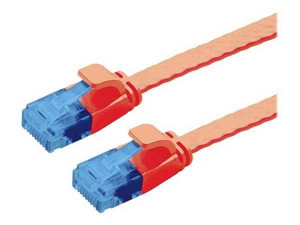 Value 21.99.2022 RJ45 Netværkskabel, patchkabel CAT 6A U/UTP 2.00 m Rød (klar) Ikke skærmet, Fladt, forgyldte stik 1 stk