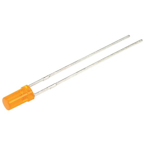 En orange LED med to metalben.