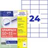 Avery-Zweckform 6605 Universelle etiketter 70 x 37 mm Papir Hvid 1560 stk Permanent vedhæftningsevne Farvelaserprinter, Laserprinter