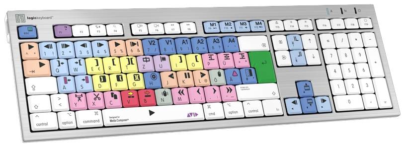 Logickeyboard Avid Media Composer ALBA Bredbånd Tastatur Deutsch, QWERTZ Grå Multimedietaster, USB-Hub, Lydsvage taster