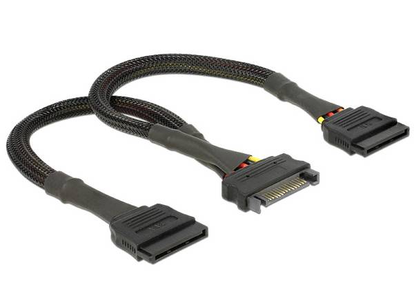 Delock Strøm Tilslutningskabel [2x  - 1x ] 0.25 m Sort