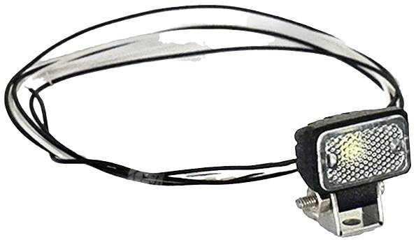 Et sort kabel med en klar linse og et metalbeslag, muligvis en elektrisk komponent.