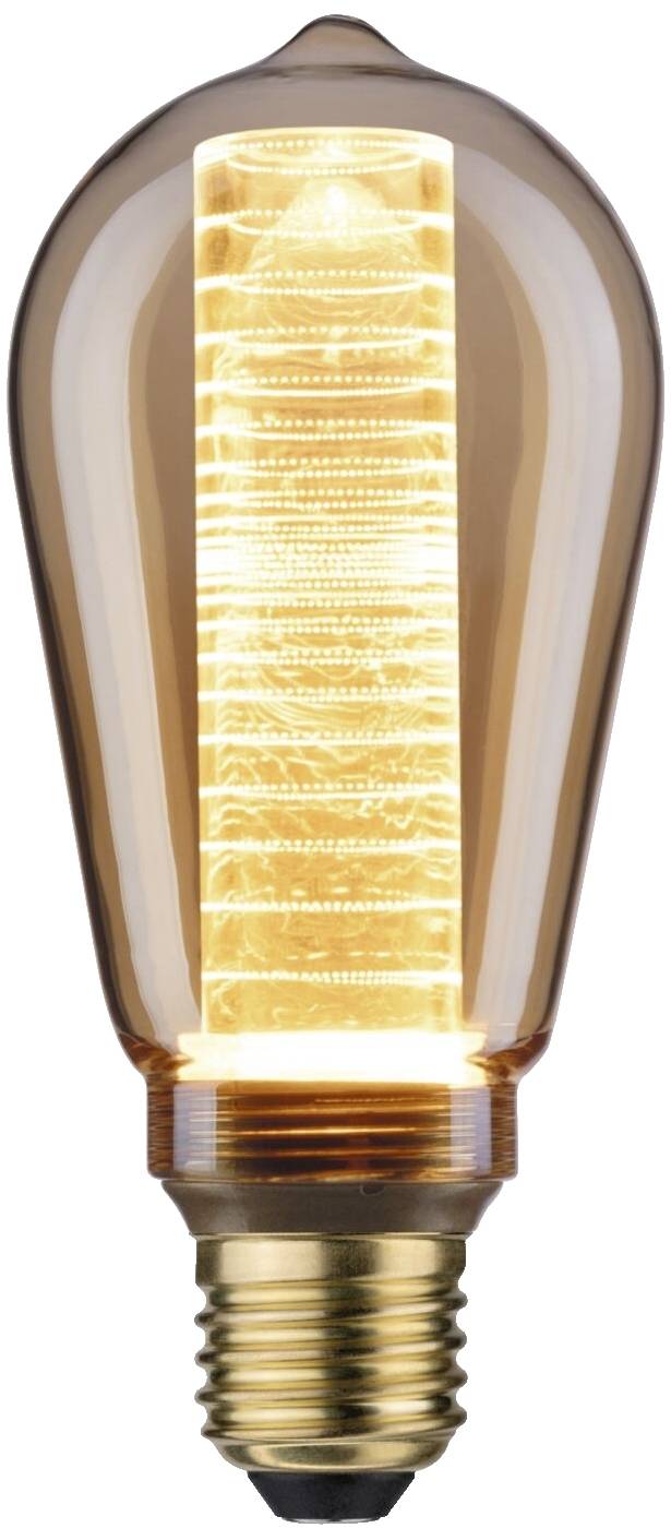 En strålende glødepære med synligt glødetråd i en gullig-varm tone. Den symboliserer ideer og innovation.