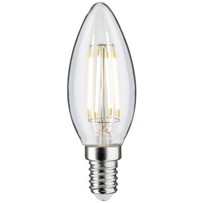 LED-pære med E14-sokkel, lysestageform, klar glaskolbe. Den udsender varmt hvidt lys og er velegnet til dekorative lamper.