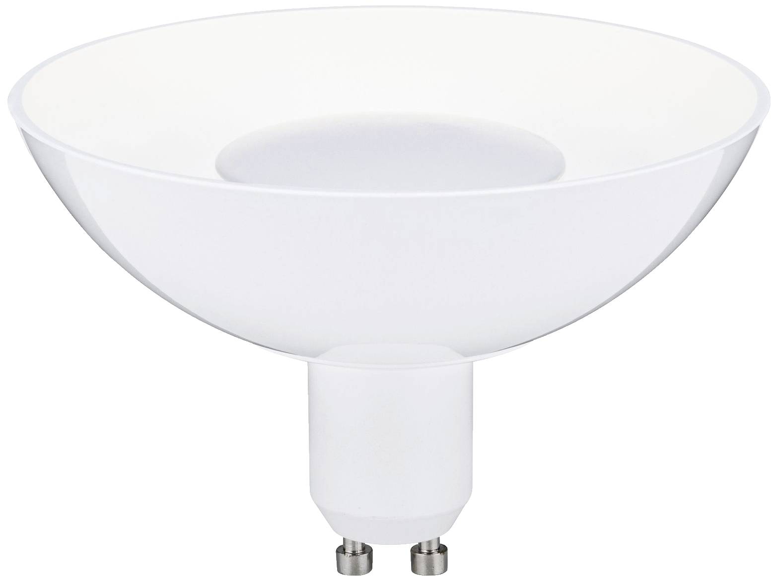 En hvid LED-pære med GU10-fatning, energibesparende og velegnet til moderne belysning. Ideel til stuer og arbejdsområder.