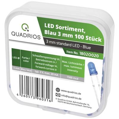 Quadrios LED-sortiment Blå 3 mm 20 mA 3.0 V købe