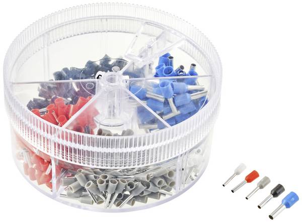 TRU COMPONENTS TC-11599328 Kabelsko-sortiment 0.5 mm², 0.75 mm², 1 mm², 1.5 mm², 2.5 mm² Delvist isoleret Hvid, Grå, Rød, Sort, Blå 400 stk