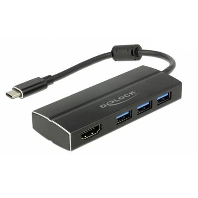 Delock 63931 USB-C® (USB 3.1) Multiport hub Sort