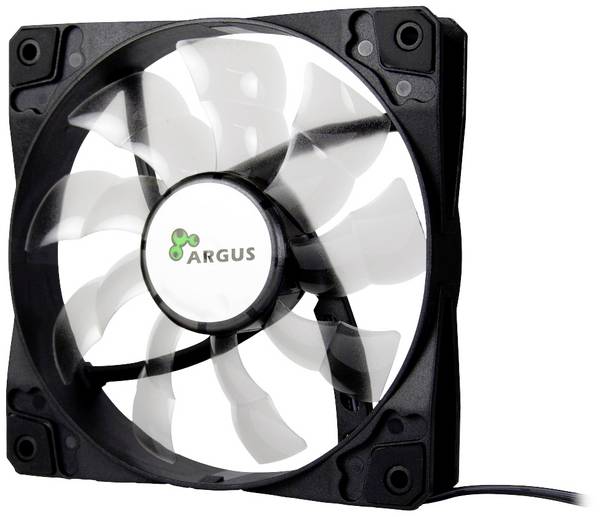Inter-Tech Argus L-12025 PC-kabinet-blæser Sort (B x H x T) 120 x 120 x 25 mm Inkl. LED-belysning