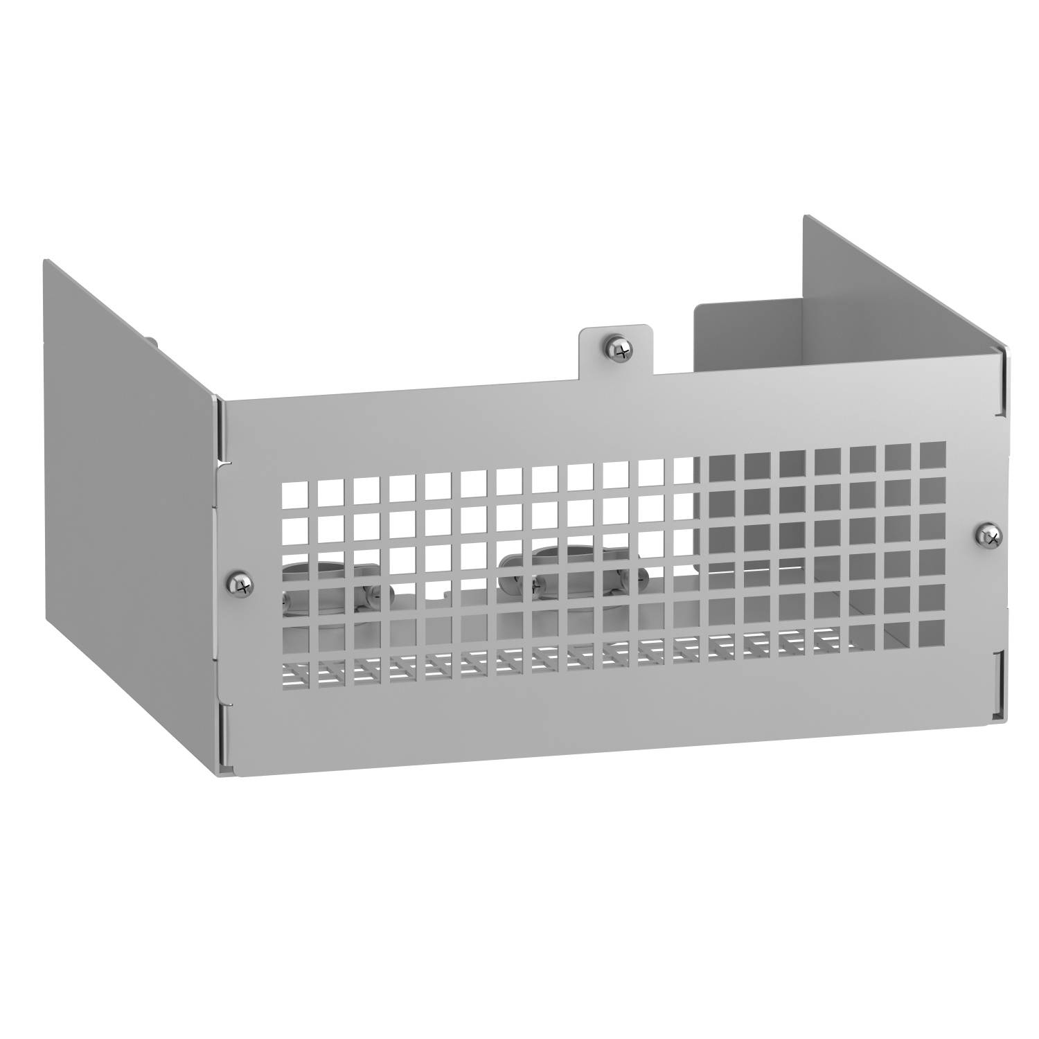 Metalgitterkabinettet til afdækning af enheder med rektangulære ventilationsåbninger. Velegnet til sikring og køling af elektronik.