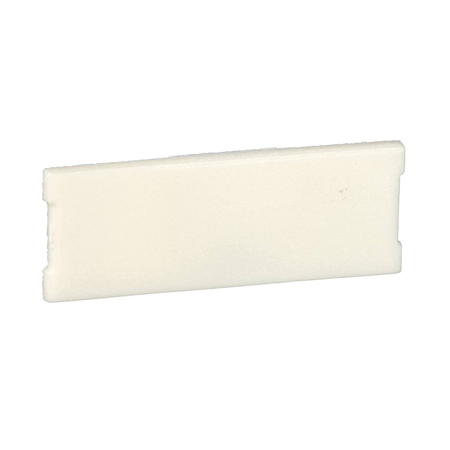 En rektangulær, hvid, flad plastikblok med en glat overflade.
