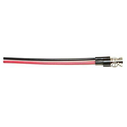 Et BNC-kabel med to ledninger, en rød og en sort, som løber parallelt.