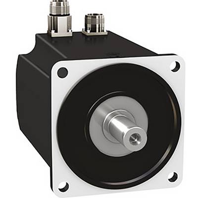 Sort elektromotor med sølvfarvet aksel og to stikforbindelser øverst. Egnet til industrielle anvendelser.