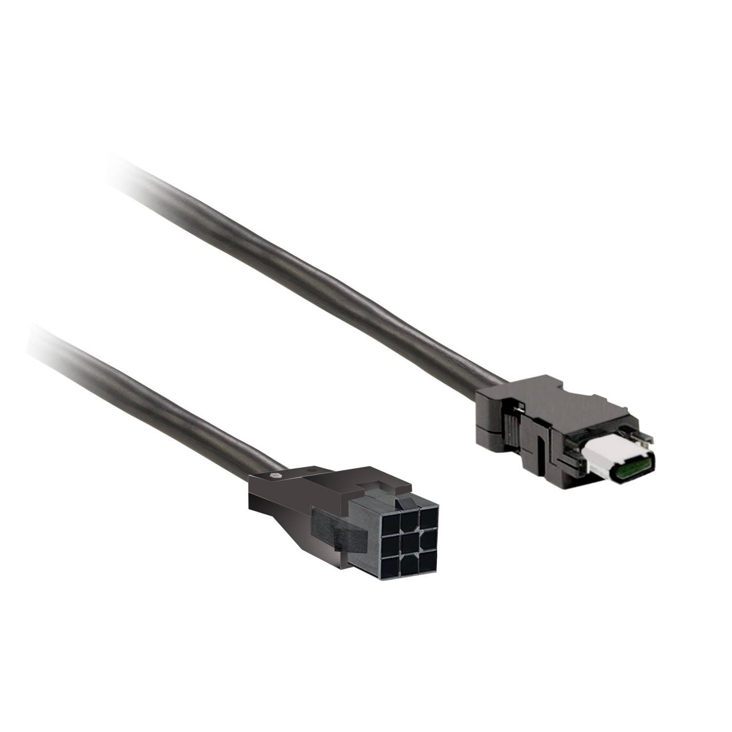To kontaktstik, venstre et sekspinnet strømstik, højre et USB-C-stik. Primært bruges til computerhardware.