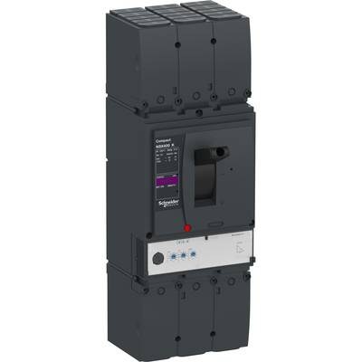 Schneider Electric effektafbryder Compact NSX630N. Mørkegrå, rektangulær elektrisk enhed, set forfra med betjeningsknap synlig.