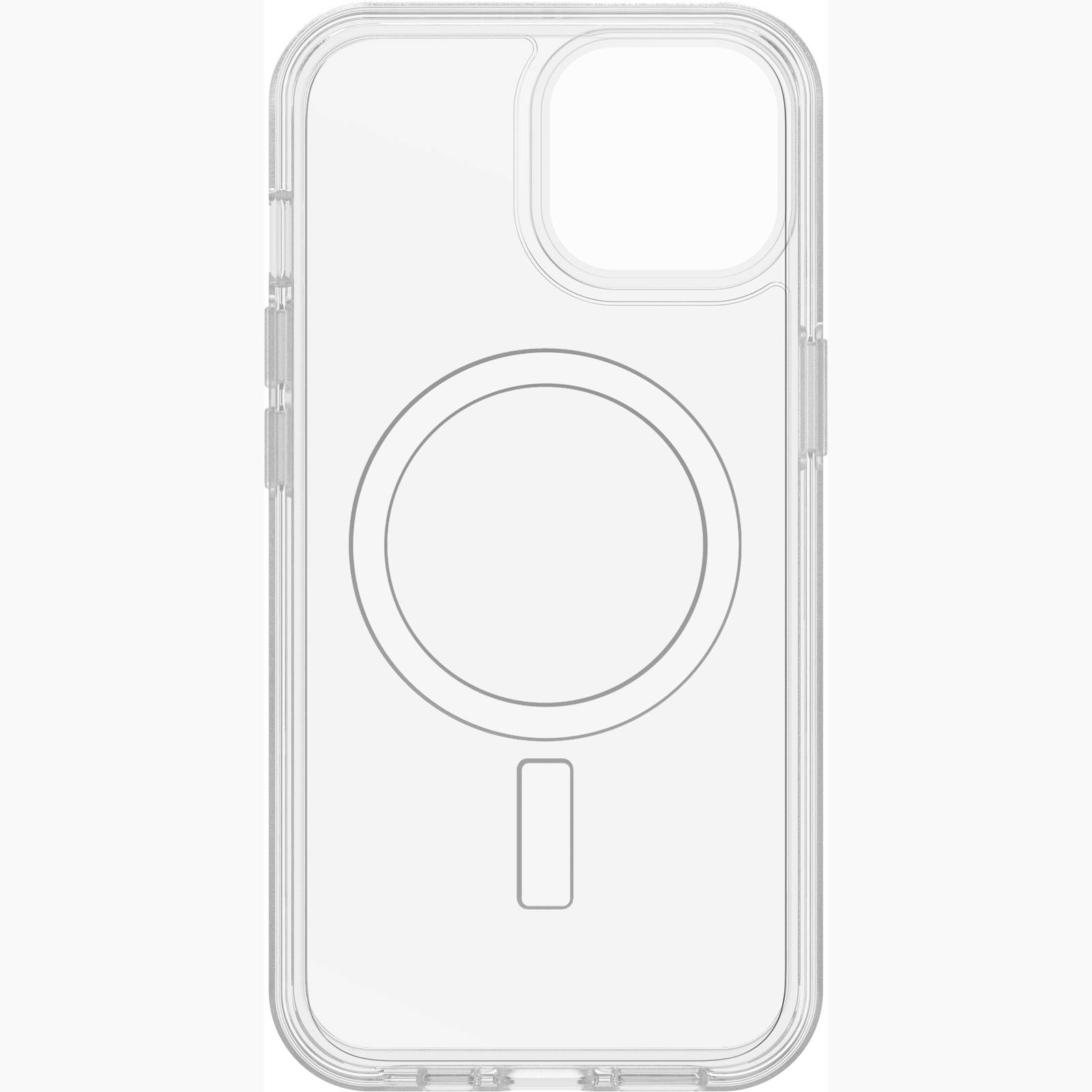 Klart smartphone-etui med integreret magnetring, som er velegnet til trådløs opladning.