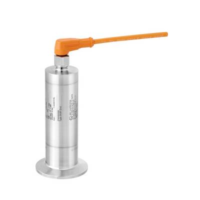 Industriel trykmalingsenhed med orange løftearm øverst, cylindrisk form, fremstillet af metal, til præcise trykmålinger i forskellige applikationer.