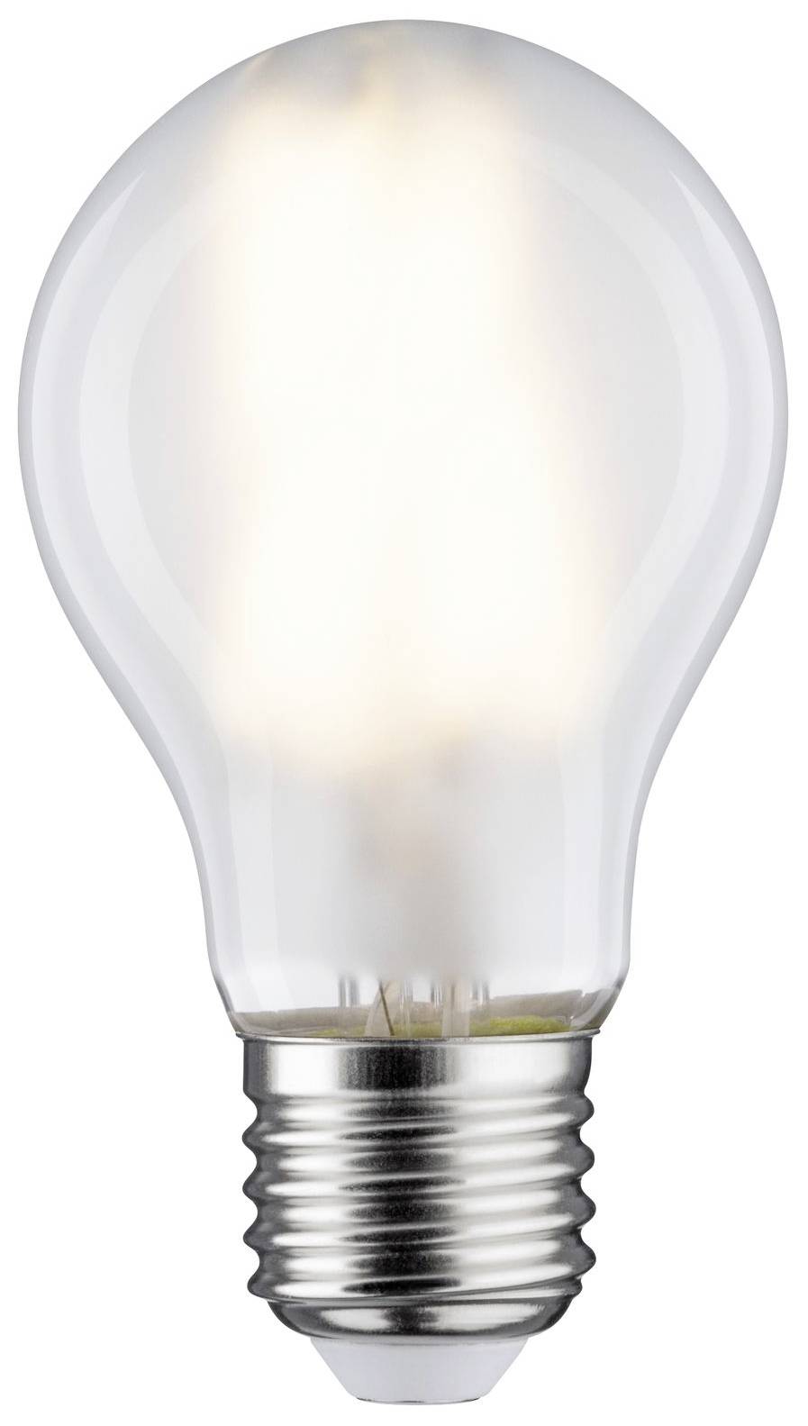 En klar glødepære, der lyser og står på en hvid baggrund. Den symboliserer ideer eller lyskilder.