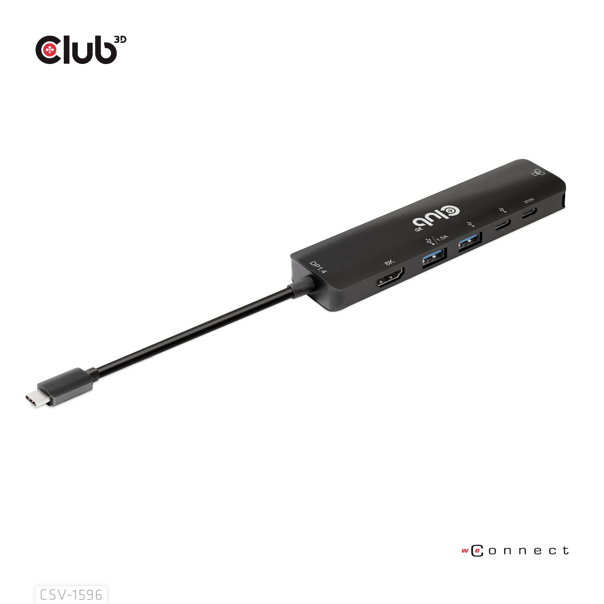 USB-C multiport-adapter med HDMI, USB og Ethernet-stik i sort. Ideel til udvidet tilslutning på bærbare computere.