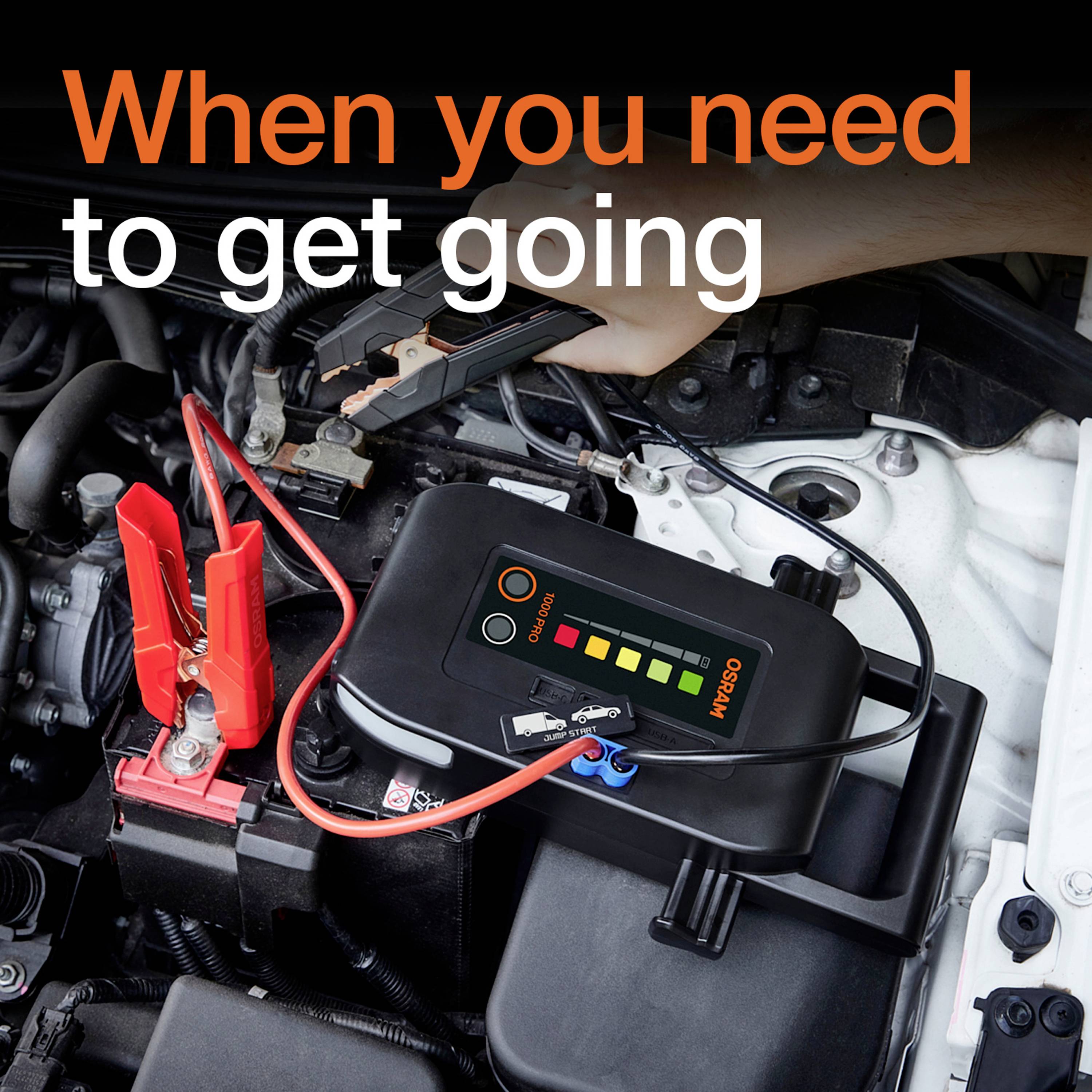 Osram Automotive Hurtigstartsystem BATTERYstart PRO 1000 OEBSPL1000 Startstrøm (12 V): 1000 A USB-stikdåse 2x-34