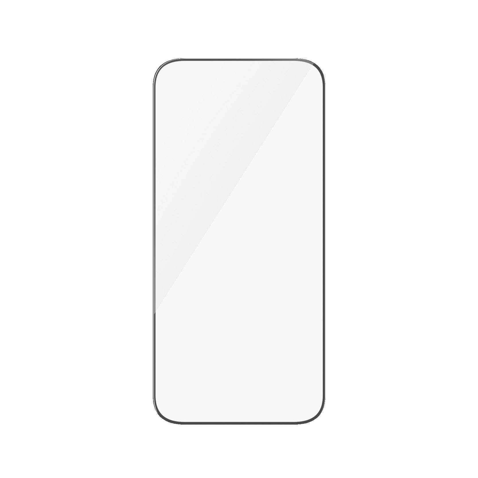 En enkelt, tom smartphone med afrundede hjørner på hvid baggrund.