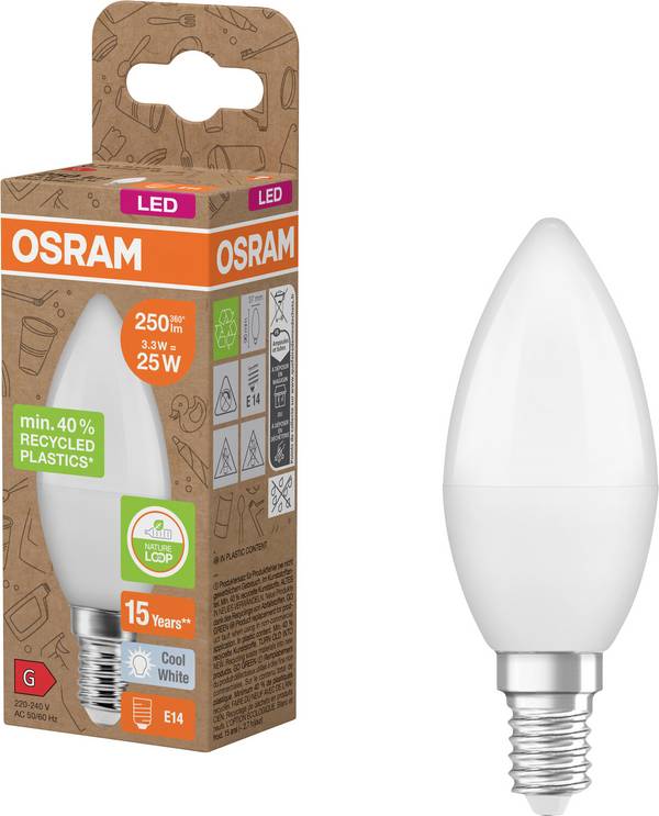 OSRAM HOMELIGHTING 4058075831940 LED (RGB)-lamp EEK G (A - G) E14 Lysform 3.3 W = 25 W Neutralhvid (Ø x L) 37 mm x 96 mm 1 stk