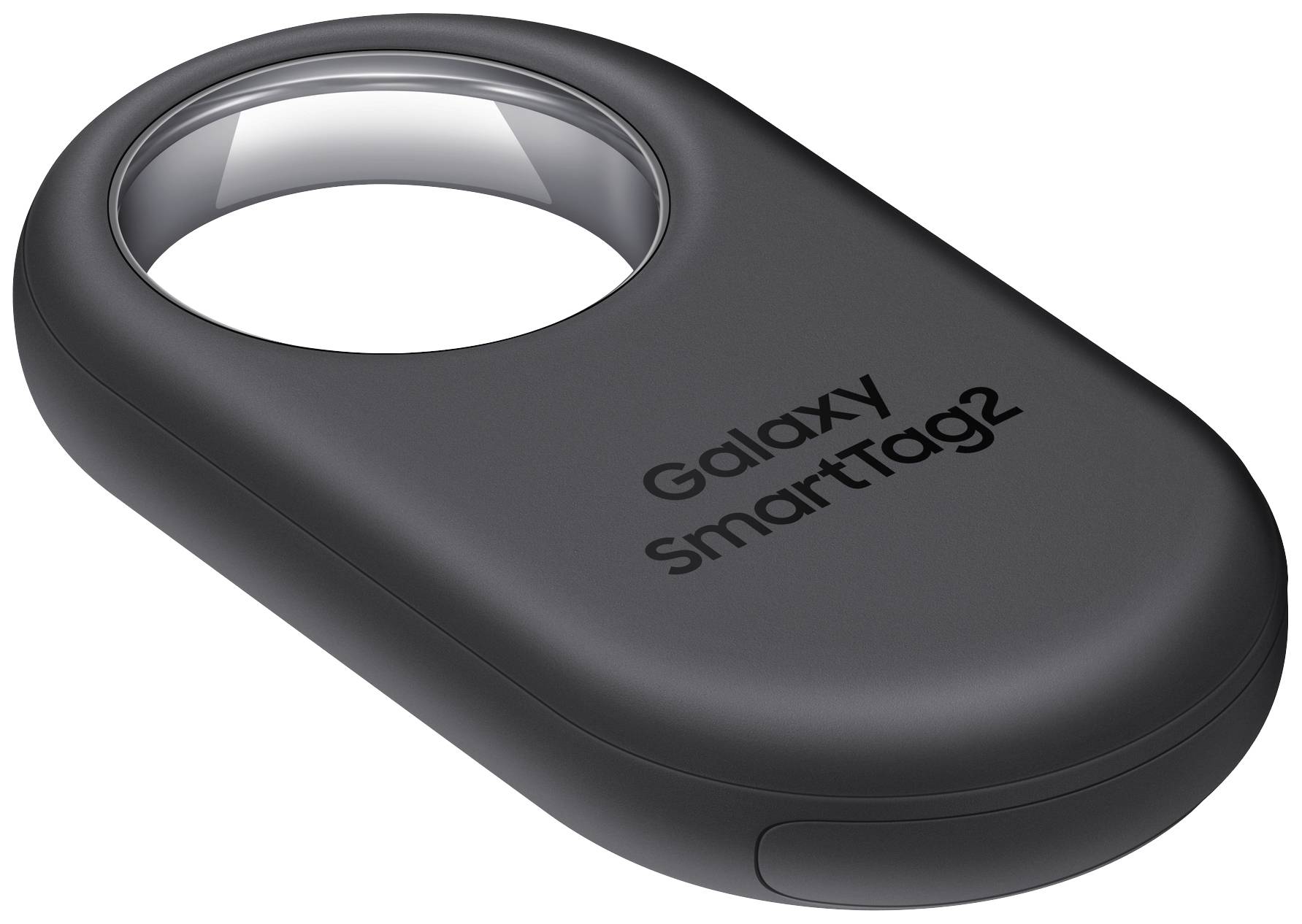 Sort Galaxy SmartTag 2 med et rundt hul øverst, hvorpå der står 'Galaxy SmartTag2'.