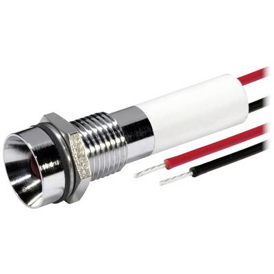 En metalcylinder med to fremstående kabler; rødt og sort kabel. Ved begge ender er simple, ikke-isolerede ledninger synlige.
