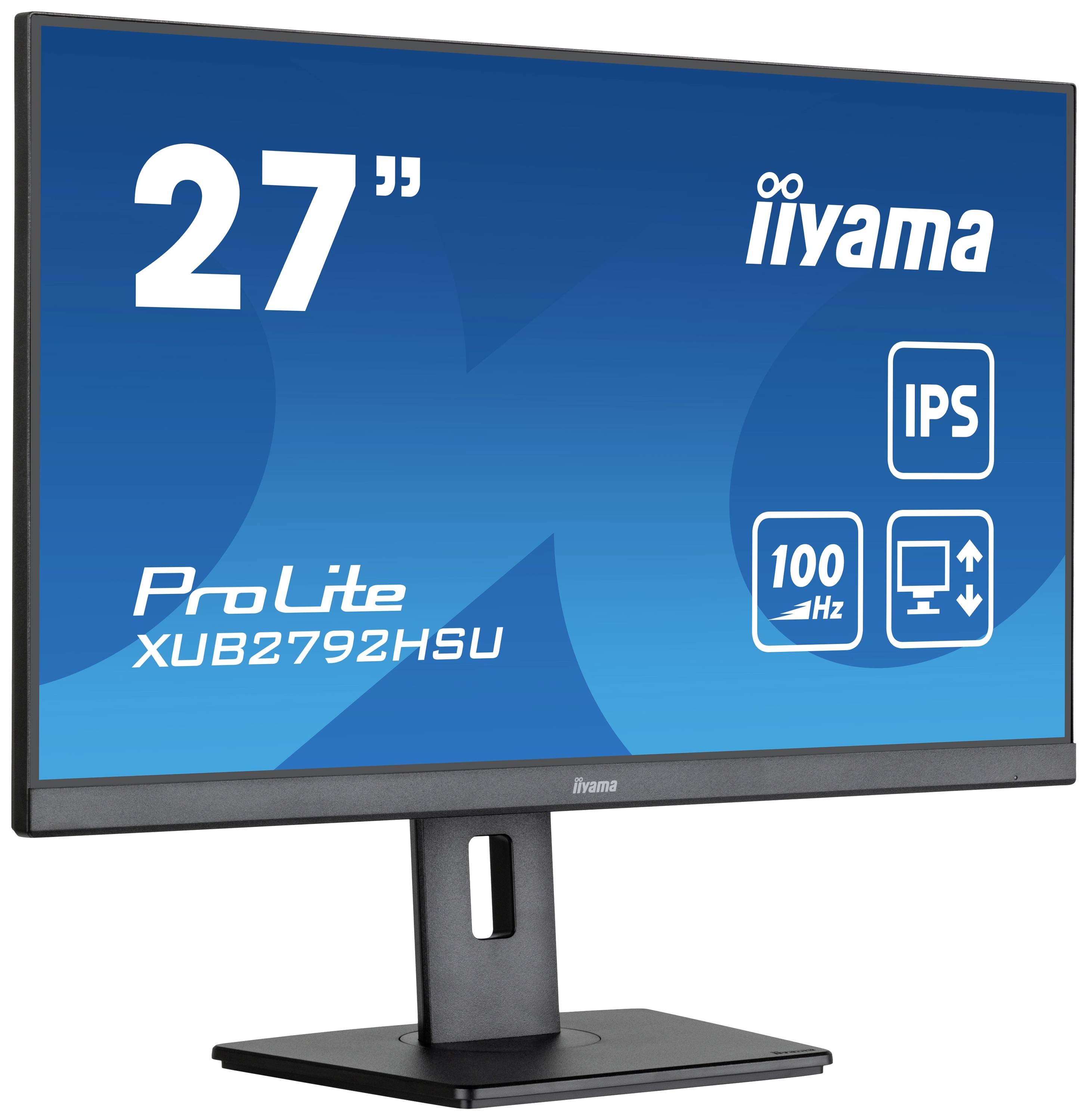 En 27-tommer skærm fra iiyama, model ProLite XUB2792HSU, med IPS-panel og 100 Hz opdateringshastighed. Ideel til grafikintensive applikationer.