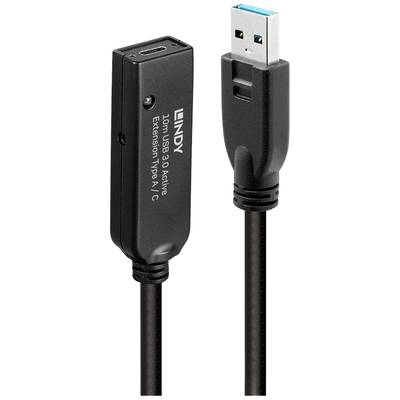 LINDY USB-kabel USB 3.2 Gen1 (USB 3.0) USB-A-hanstik, USB-C® bøsning 10.00 m Sort 43376