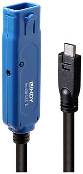 LINDY USB-kabel  USB 3.2 Gen1 USB-A-hunstik, USB-C® stik 8.00 m Sort/blå  43381