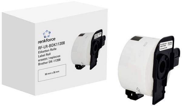 Renkforce Mærkatrulle Kompatibel erstatter Brother DK-11208 90 x 38 mm Papir Hvid 400 stk Standard Adresseetiketter RF-6027494