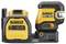 Elektrisk 12V/18V DeWalt-oplader i gul og sort, kompakt med to opladningsindikatorer og DeWalt-logo, på hvid baggrund.