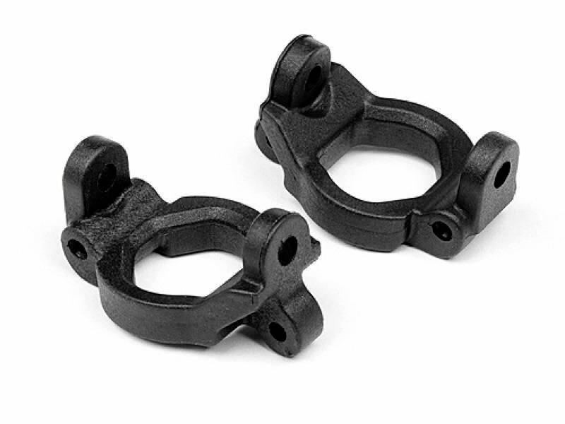 To svarte metall- eller plastikfæstninger ligger ved siden af hinanden, sandsynligvis reservedele til en mekanisk eller teknologisk anvendelse.