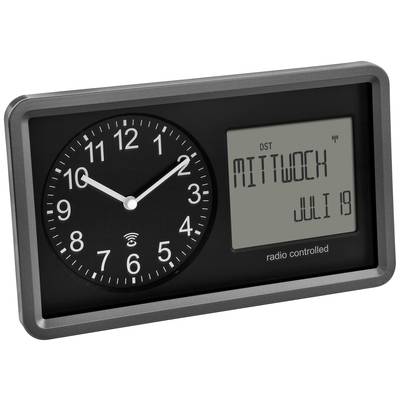 TFA Dostmann 60.3552.01 Radio Trådløst ur 254 mm x 44 mm x 152 mm Sort