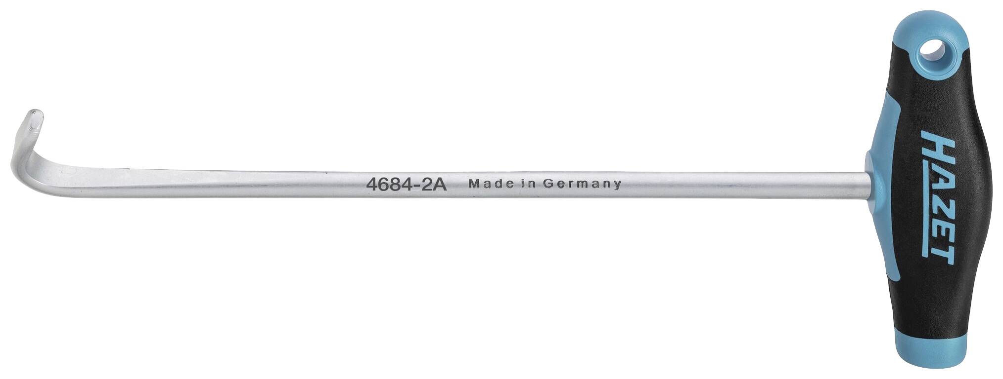 Et T-håndtag krogværktøj fra Hazet, model 4684-2A, fremstillet i Tyskland, med ergonomisk håndtag og blå-sort design.