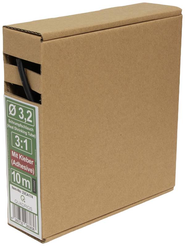 Quadrios 23CA174 Krympeslange med lim  Sort 3.2 mm  Krympningshastighed:3:1 10 m