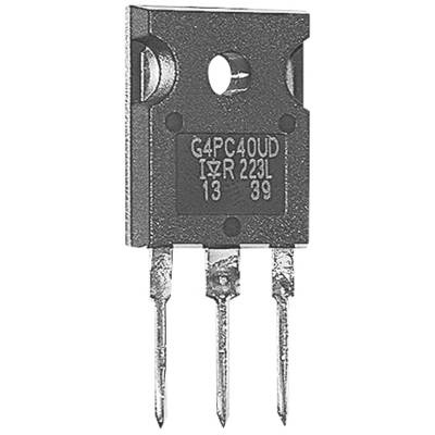 En sort elektrisk komponent med tre metalliske tilslutninger og en påskrift 'G4PC40UD' på overfladen; central for elektroniske kredsløb.