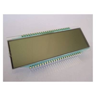 Et rektangulært LCD-display med gyldne tilslutningsstik viser ingen synlige informationer eller grafik.