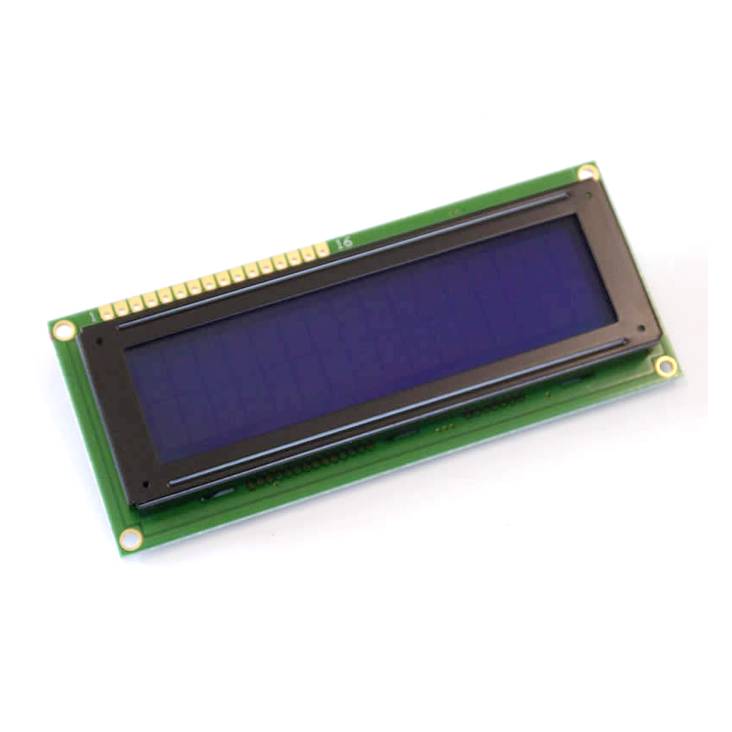 Et rektangulært LCD-display på et printpanel, egnet til elektroniske projekter. Det viser intet synligt billede eller tekst.