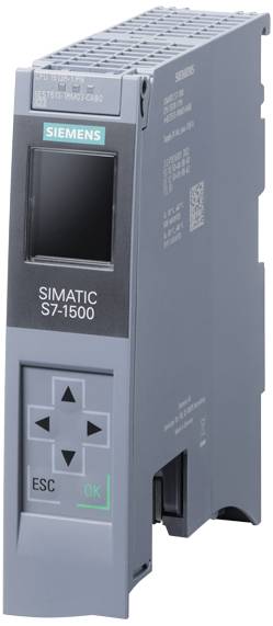 Industrielt styringsmodul fra Siemens, model SIMATIC S7-1500. Rektangulær enhed med display og kontrolknapper.