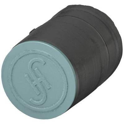 En sort cylinder med et turkisfarvet låg, der viser et præget logo med bogstaverne 'S' og 'F'.