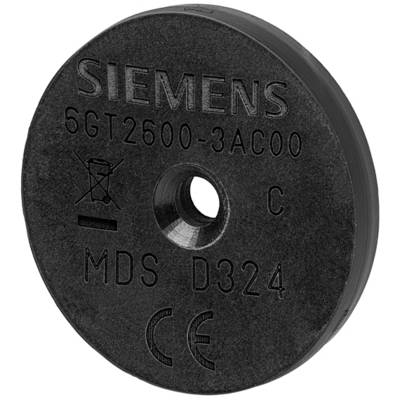 Rund, sort komponentbærer med påskrift 'SIEMENS', modelnummer '6GT2600-3AC00' og yderligere tekniske detaljer.
