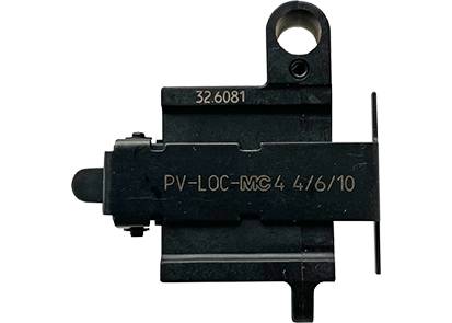 Sort plastikdel med påskriften 'PV-LOC 4 4/6/10' og '32.6081', viser industriel komponent eller enhed.