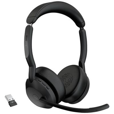 Trådløst headset i sort med mikrofon og USB-dongle, velegnet til opkald og musik.