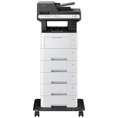 En stor, multifunktionel alt-i-ét-printer med flere papirskuffer og et digitalt betjeningspanel, velegnet til kontormiljøer.