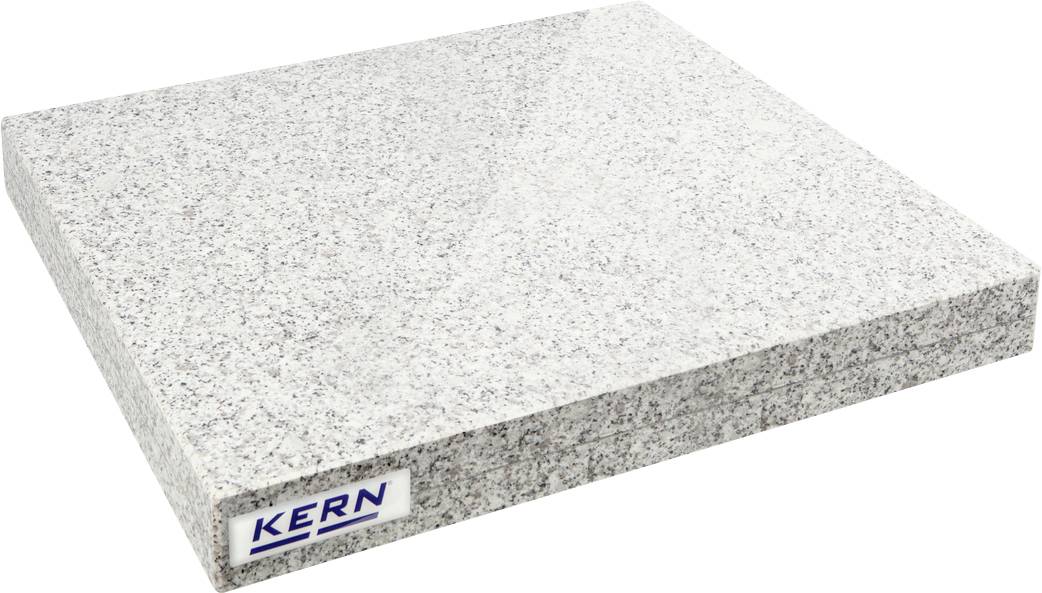 Granitprøveplade med lysegrå, marmoreret overflade og KERN-logo på siden, ideel til præcisionsmålinger.